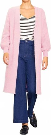 Skies Are Blue Clothing Fuzzy Long Sleeve Cardigan In Pink