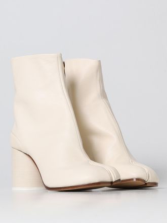 Maison Margiela Womens White Leather Ankle Boots