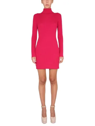 Dsquared2 Fitted High Neck Ribbed Knit Dress