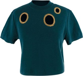 La DoubleJ Emerald Green Cut-out Knit Crop Top Size S