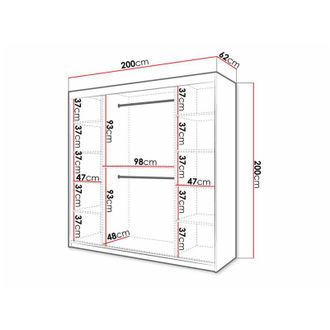 Mirjan24 Mobilier1 - Armario Hartford 403, Negro, 200x200x62cm, Puertas De Armario: Correderas, N&uacute;mero De Estantes: 0