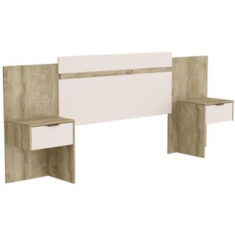 Vente-Unique Vente-unique - Testata letto allungabile con comodini 140/160 cm Naturale e Panna - parati