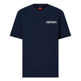 Ferrari T-Shirts, male, Blue, Size: S Cotton T-shirt with logo