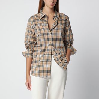 Burberry Beige cotton shirt with Check pattern