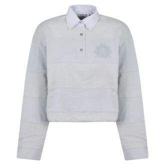 Acne Studios Hoodies & sweatvesten, Dames, Grijs, S, Katoen, Polo Sweatshirt met strepen