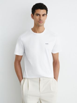 Reiss White Cotton Logo Crew-neck T-shirt, Xxl