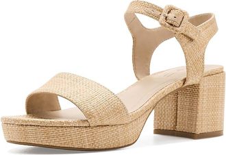 Life Stride Rhythmn Strappy Sandals Womens Dress Sandals Natural Tan Woven : 7.5 W (C), Faux Leather
