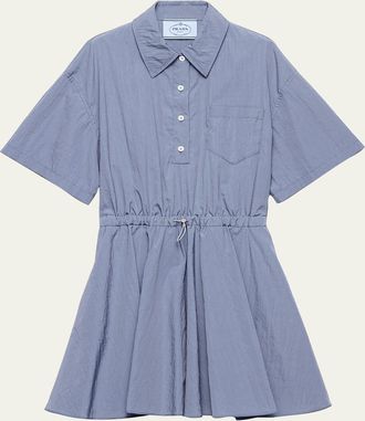 Prada Re-Nylon Drawstring Mini Shirtdress