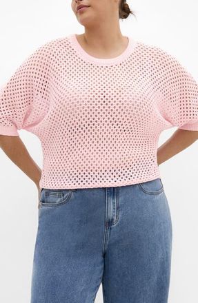 City Chic Open Stitch Sweater in Heavenly Pink at Nordstrom, Size Xxxs