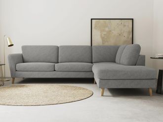 HOME AFFAIRE Ecksofa »MARSEILLE 278/202 cm, L-Form, Ottom. rechts/links, verschiedene Bezüge« Massivholzbeine Eiche, Landhausstil, Wellenunterfederung
