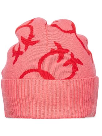 Pinko logo-jacquard beanie hat - women - Polyamide/Viscose/Elastane/Wool - One Size