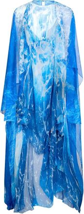 Roberto Cavalli Abito lungo con stampa astratta - Blu