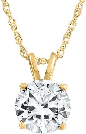 Pompeii3 5/8Ct Solitaire Round Diamond Pendant Necklace 14K Yellow Gold