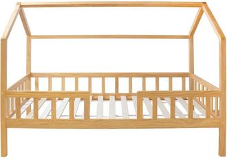 Muemue Cama Casita Con Barandilla Madera Pino 90x190cm