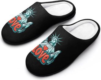 Generic I Love New York Funny Mens Slippers Cotton Warm House Shoes Memory Foam Sandals Print Size 7-14