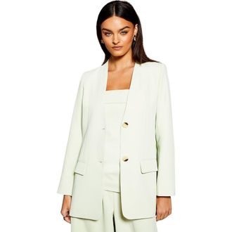 Warehouse Runway Collarless Boxy Blazer in Mint at Nordstrom, Size 10