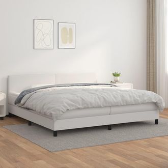 vidaXL Vidaxl - Cama Box Spring Con Colch&oacute;n Cuero Sint&eacute;tico Blanco 200x200 Cm