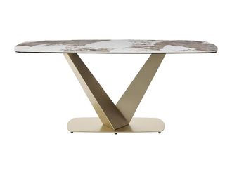 VENTE-UNIQUE.COM Mesa de comedor cristal gris, blanco