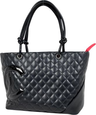 Chanel Ligne Cambon Black Leather Tote Bag (Pre-Owned)