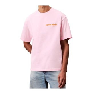 Calvin Klein T-Shirts, male, Pink, Size: M Crew Neck T-Shirt