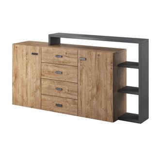 Petits Meubles Aparador 2 puertas 4 cajones estratificado marr&oacute;n gris