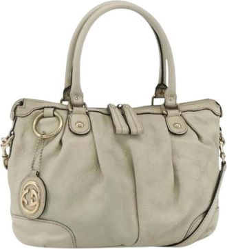 Gucci Pre-owned Handbags, female, Beige, Size: ONE SIZE Pre-owned Vintage GG Canvas Hand Bag