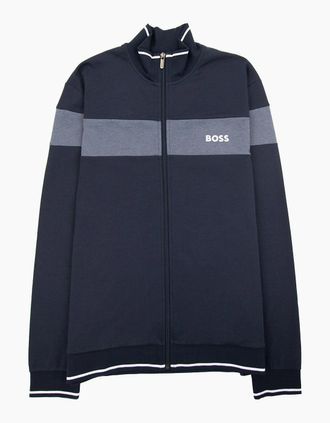 HUGO BOSS Mens Hugo Boss Contrast Insert Logo Tracksuit Jacket Dark Navy 403 - Black - Size: 44/Regular