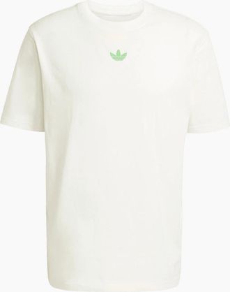 adidas Originals Adidas Originals Mens Crew Neck Ribbed Collar Short Sleeve Jersey T-Shirt - Cream - Size: 34