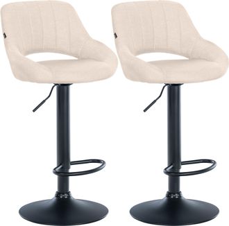 Clp Juego De 2 Taburetes De Bar Milet Con Tapizado De Tela Crema