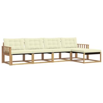 vidaXL Conjunto De Sof&aacute;s De Exterior Con Coj&iacute;n 5 Pcs Blanco Y Crema Vidaxl