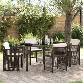 vidaXL Conjunto De Comedor De Jard&iacute;n 5 Pcs Marr&oacute;n Polirat&aacute;n Vidaxl
