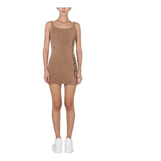 Off-white Short Dresses, female, Beige, Size: S Quote Fuzzy Mini Dress