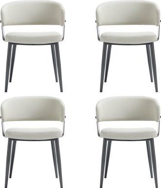 Manhattan Comfort Set Of 4 Luce Textured Leatherette Dining Chairs With Metal Legs