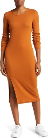 Beyond Yoga Day to Night Long Sleeve Knit Midi Dress in Clove Brown at Nordstrom Rack, Size X-Small