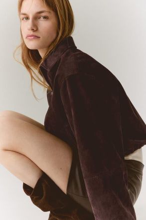 H&M Jacket with collar in Dark Brown at Nordstrom, Size Large