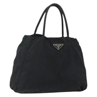 Prada Pre-owned Tote Bags, female, Black, Size: ONE SIZE Pre-owned Vintage Nylon Tote Bag