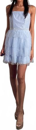 Jovani All Over Crystal Ruffle Tiered Dress In Light Blue