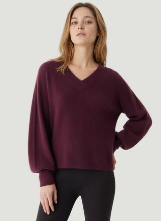 Majestic Filatures Ultra Soft Knit Long Sleeve V-Neck Sweater in Bordeaux at Nordstrom, Size 4