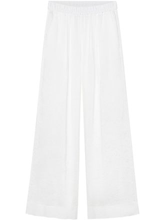 Forte_Forte Wide-Leg Silk Linen Voile Trousers with Pinstripe Detail