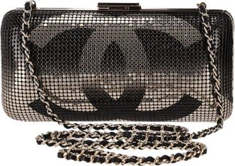 Chanel Gold Metal Chainmail Cc Logo Hologram Minaudiere Bag (Authentic Pre- Loved)