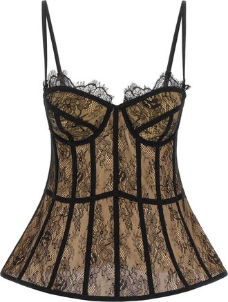 Giuseppe Di Morabito Black Sweetheart Neck Lace Top