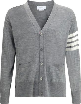 Thom Browne Gray Fleece Wool Mens Cardigan