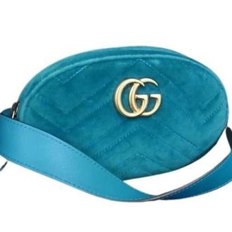 Gucci Gg Marmont Blue Velvet Fanny Pack (Pre-Owned)