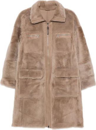 Brunello Cucinelli full-zip fur coat - Neutrals