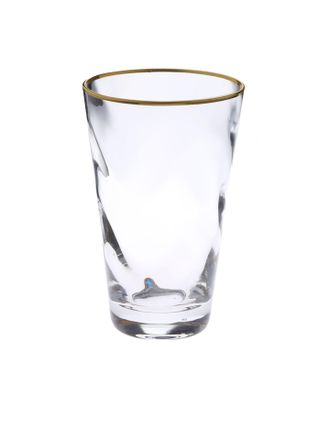 Classic Touch Set of 6 Pebble Glass Glass Water Tumblers with Gold Rim