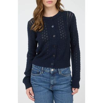 Blu Pepper Pointelle Cardigan in Navy at Nordstrom Rack, Size Medium