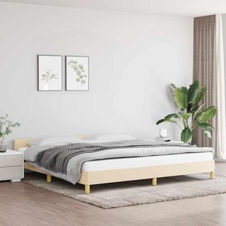 vidaXL Cama Sin Colch&oacute;n Tela Color Crema 200x200 Cm Vidaxl