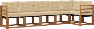vidaXL Conjunto De Sof&aacute;s De Exterior 6 Uds. Natural Y Beige Vidaxl