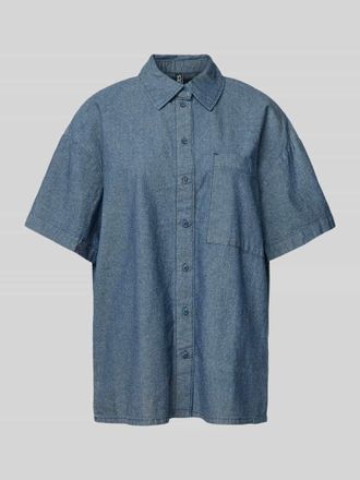 Pieces Relaxed Fit Kurzarmbluse aus reiner Baumwolle Modell MIA in Hellblau, Gr&ouml;&szlig;e XS