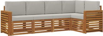 vidaXL Conjunto De Sof&aacute;s De Exterior 5 Uds. Gris Natural Y Claro Vidaxl